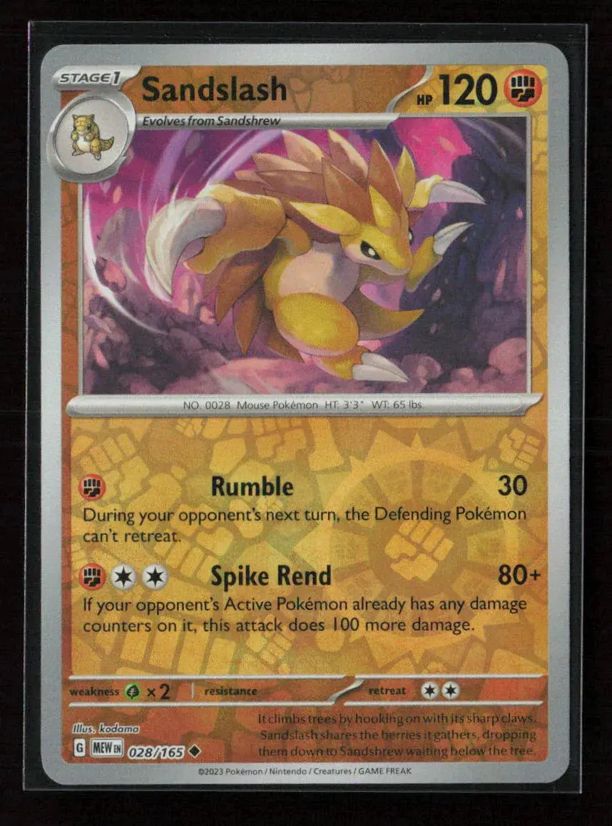 Sandslash Uncommon Sv: Scarlet & Violet 151 028/165 Nm 1