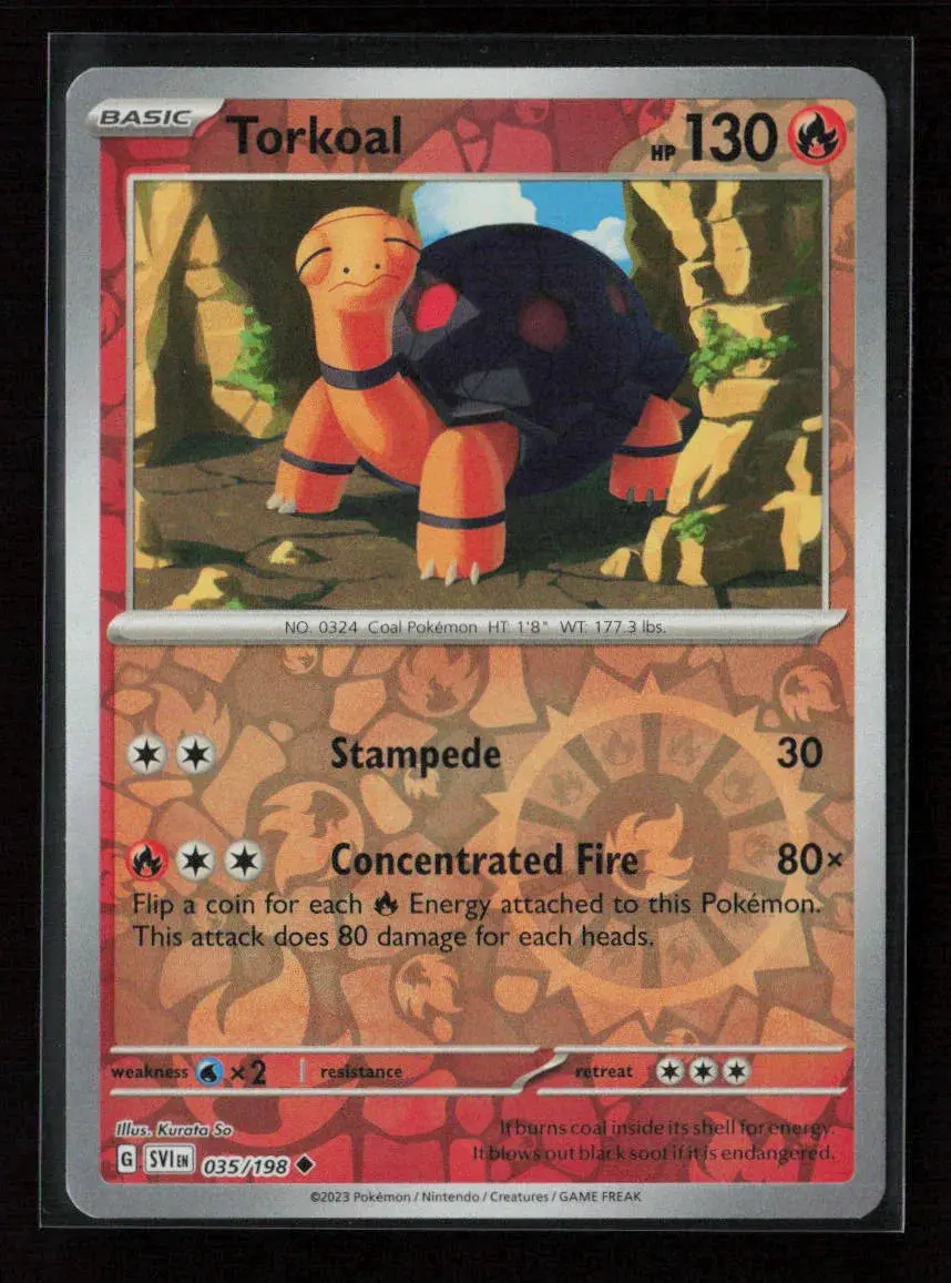 Torkoal Uncommon Sv01: Scarlet & Violet Base Set 035/198 Nm 1