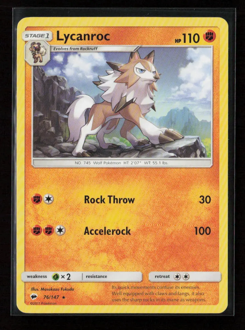 Lycanroc (76) Rare Sm - Burning Shadows 76/147 Lp 1