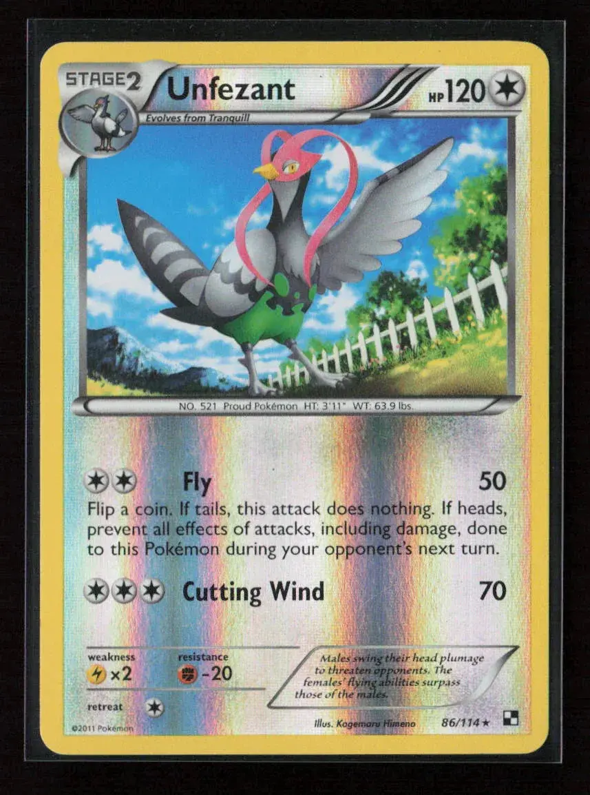 Unfezant Rare Black And White 86/114 Nm 1