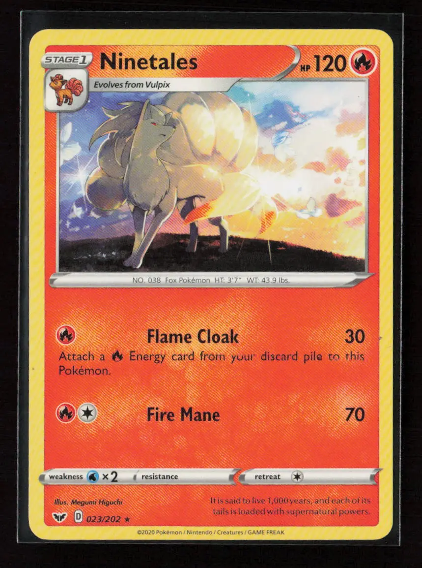 Ninetales Rare Swsh01: Sword & Shield Base Set 023/202 Lp 1