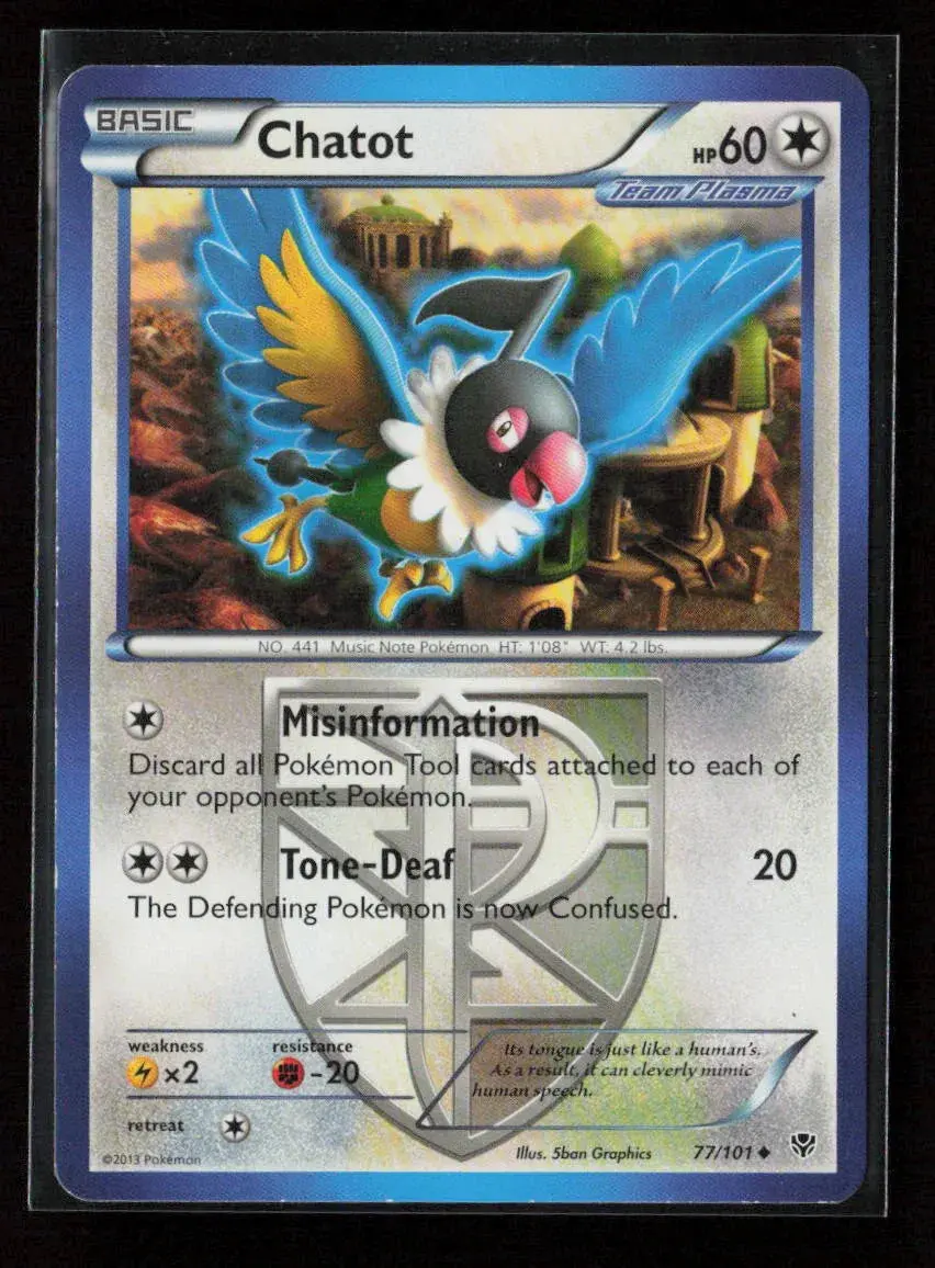 Chatot (Team Plasma) Uncommon Plasma Blast 77/101 Lp 1