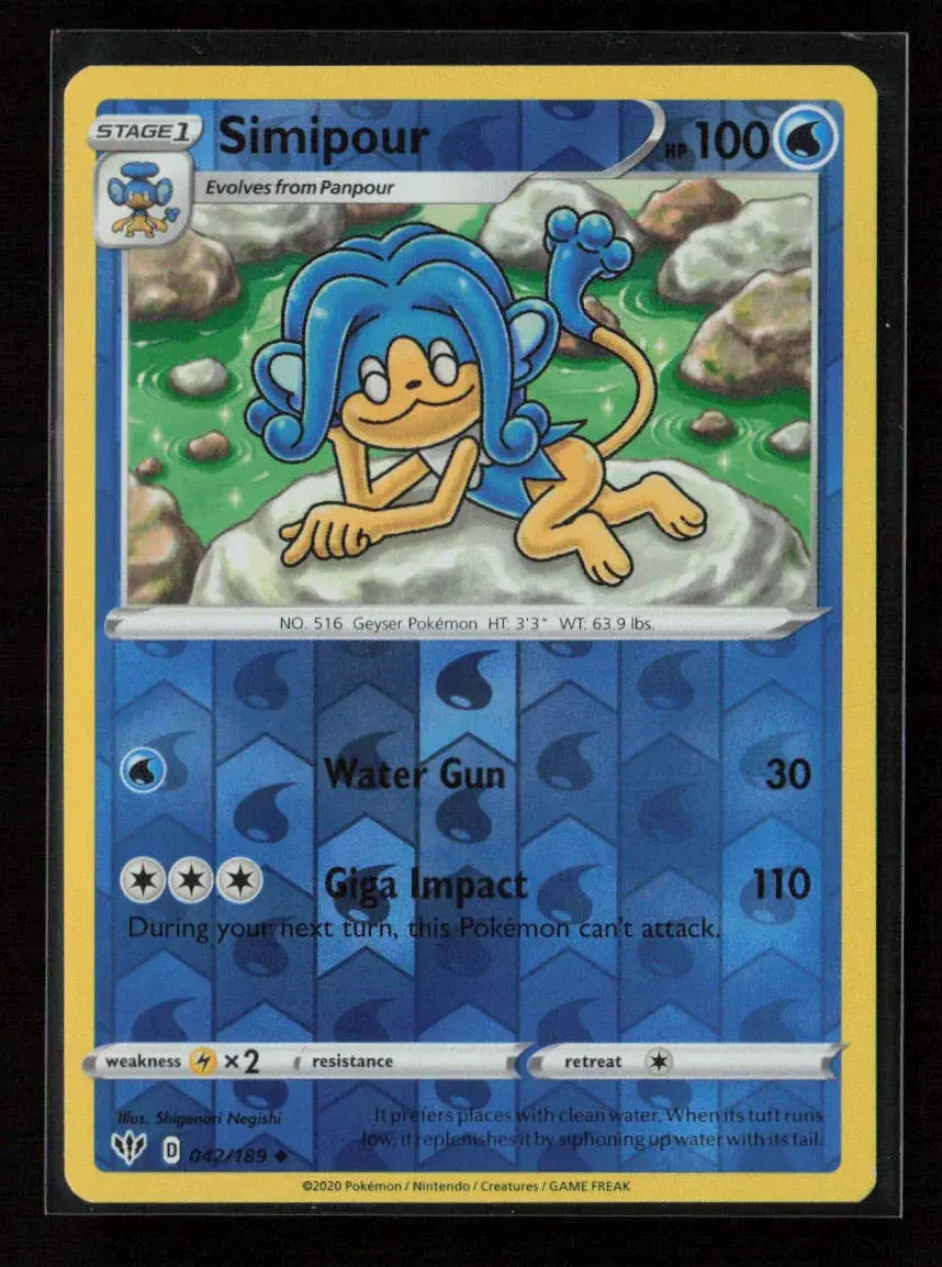 Simipour Uncommon Swsh03: Darkness Ablaze 042/189 Nm 1