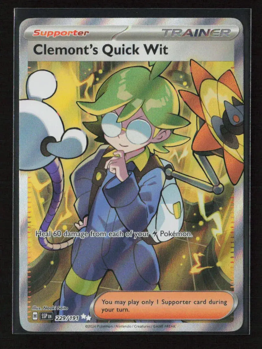 Clemont's Quick Wit - Ultra Rare Sv08: Surging Sparks 229/191 Nm 1