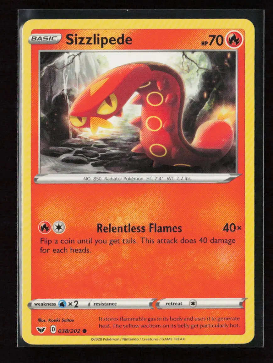 Sizzlipede (038) Common Swsh01: Sword & Shield Base Set 038/202 Lp 1