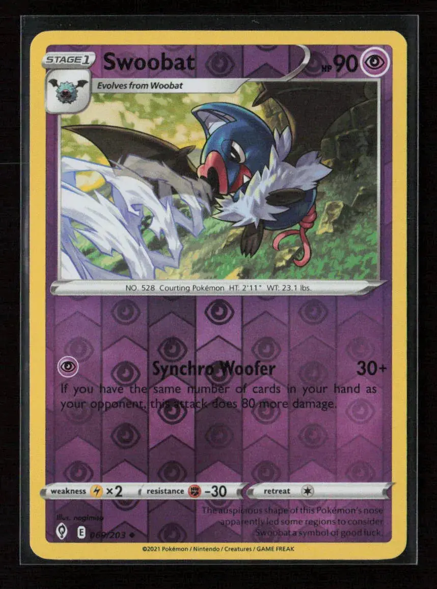 Swoobat Uncommon Swsh07: Evolving Skies 069/203 Nm 1