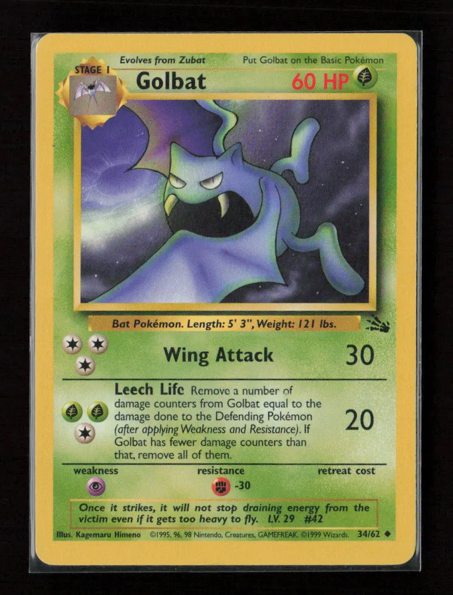 Golbat Uncommon Fossil 34/62 Lp 1