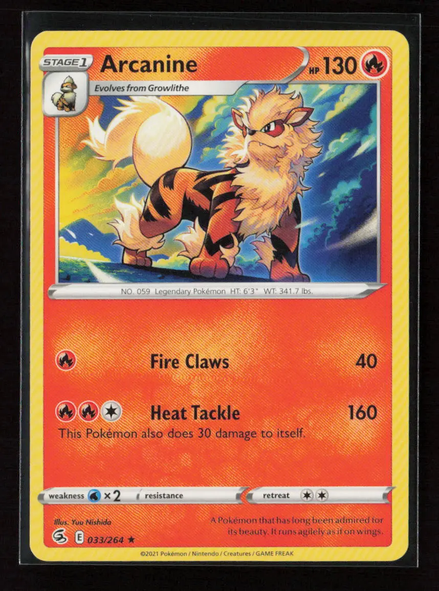 Arcanine Rare Swsh08: Fusion Strike 033/264 Lp 1