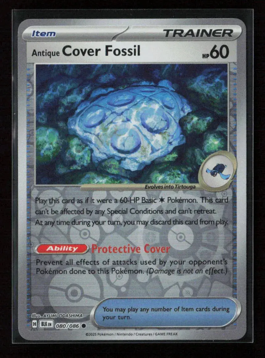Antique Cover Fossil Common Sv: Black Bolt 080/086 Nm 1