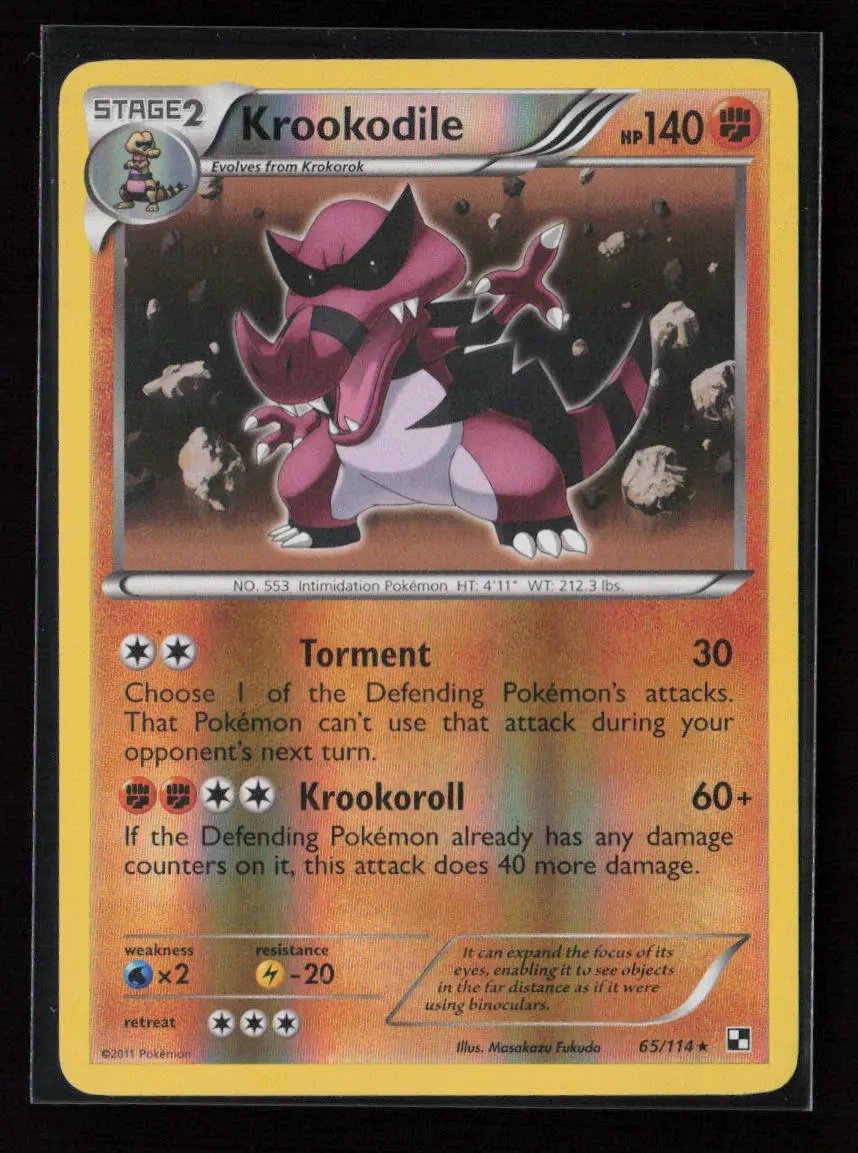 Krookodile Holo Rare Black And White 65/114 Lp 1