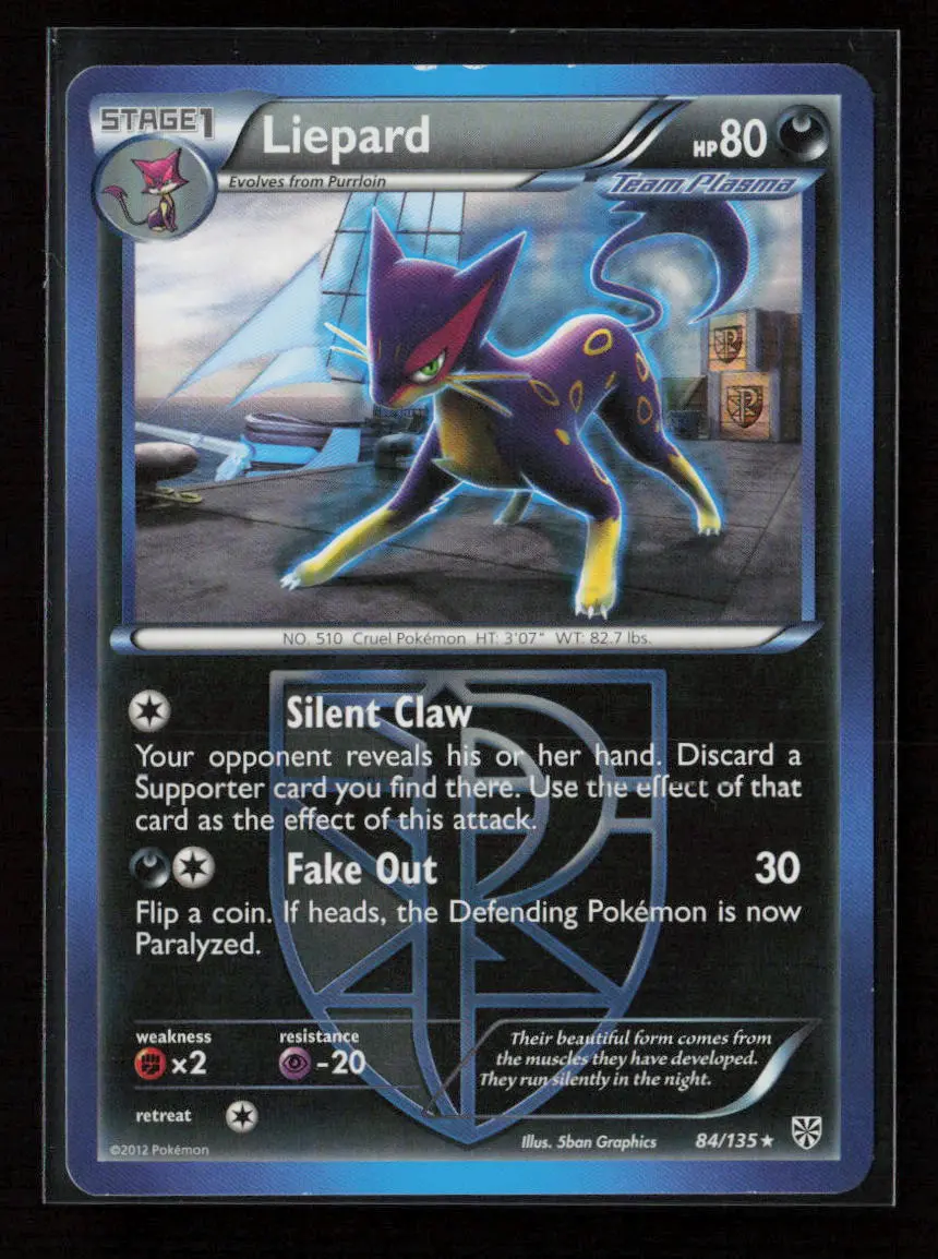 Liepard (Team Plasma) Rare Plasma Storm 84/135 Lp 1