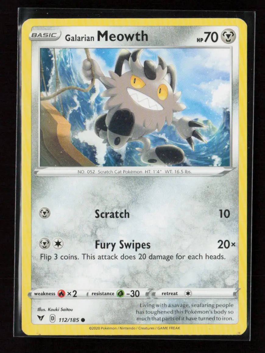 Galarian Meowth Common Swsh04: Vivid Voltage 112/185 Lp 1