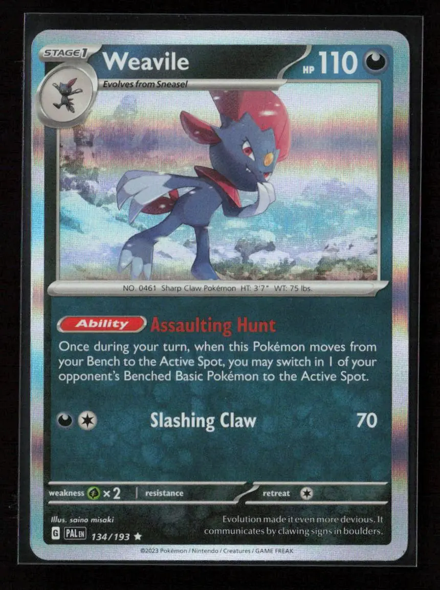 Weavile Rare Sv02: Paldea Evolved 134/193 Nm 1