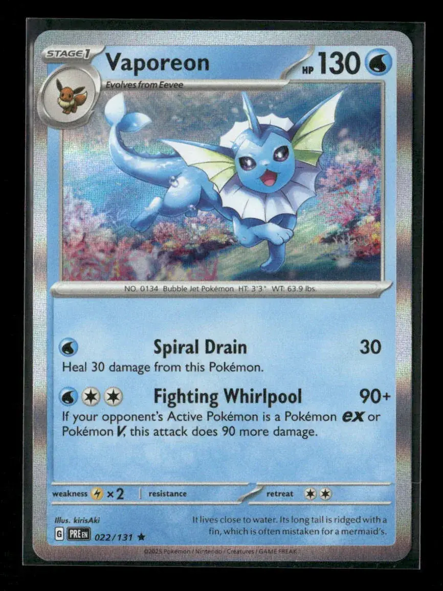 Vaporeon Rare Sv: Prismatic Evolutions 022/131 Nm 1