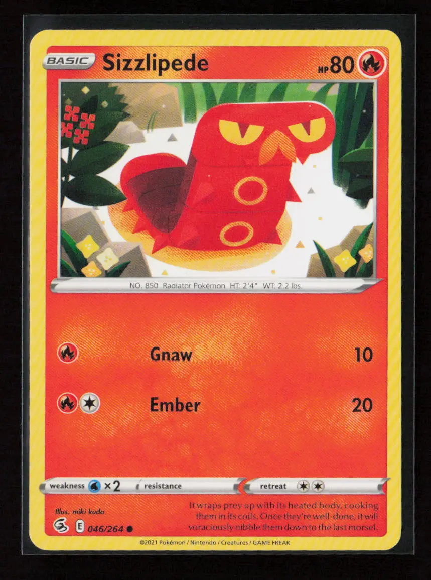 Sizzlipede (46) Common Swsh08: Fusion Strike 046/264 Lp 1