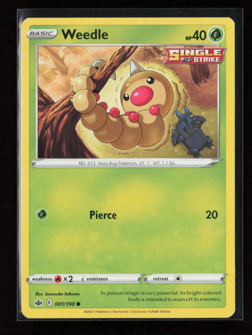 Weedle Common Swsh06: Chilling Reign 001/198 Lp 1