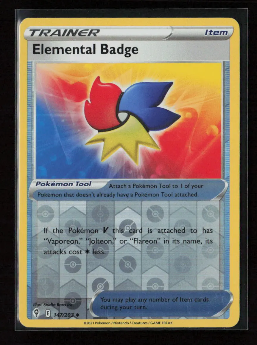 Elemental Badge Uncommon Swsh07: Evolving Skies 147/203 Nm 1
