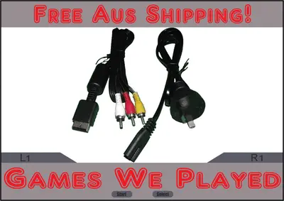 Playstation 1 Ps1 Aftermarket Av Cables And Power Cord Lead *Brand New Au Plug 1