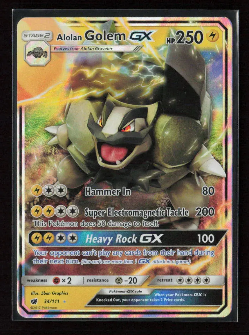 Alolan Golem Gx Ultra Rare Sm - Crimson Invasion 34/111 Nm 1