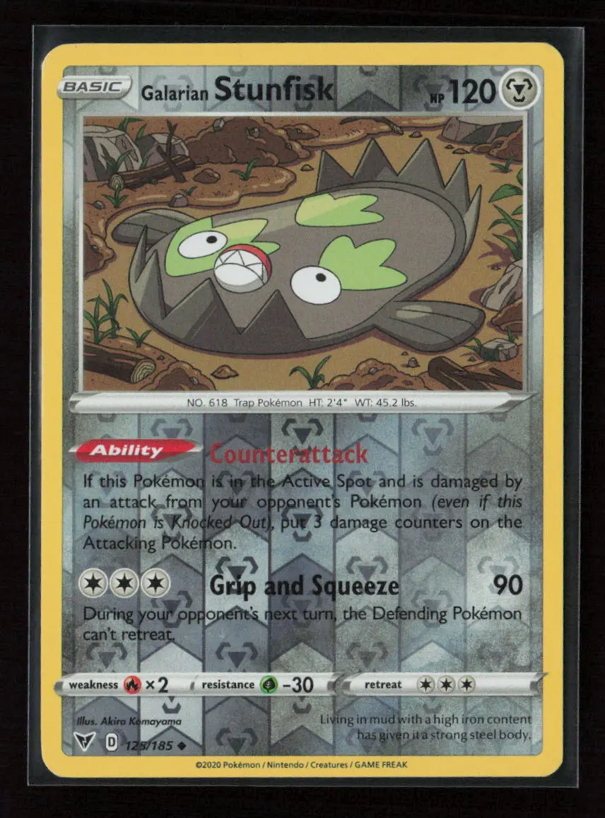 Galarian Stunfisk Uncommon Swsh04: Vivid Voltage 125/185 Nm 1