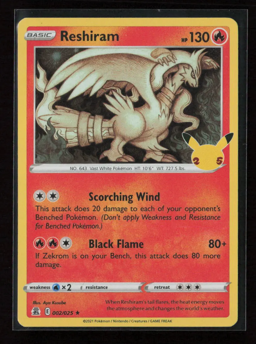 Reshiram Holo Rare Celebrations 002/025 Nm 1