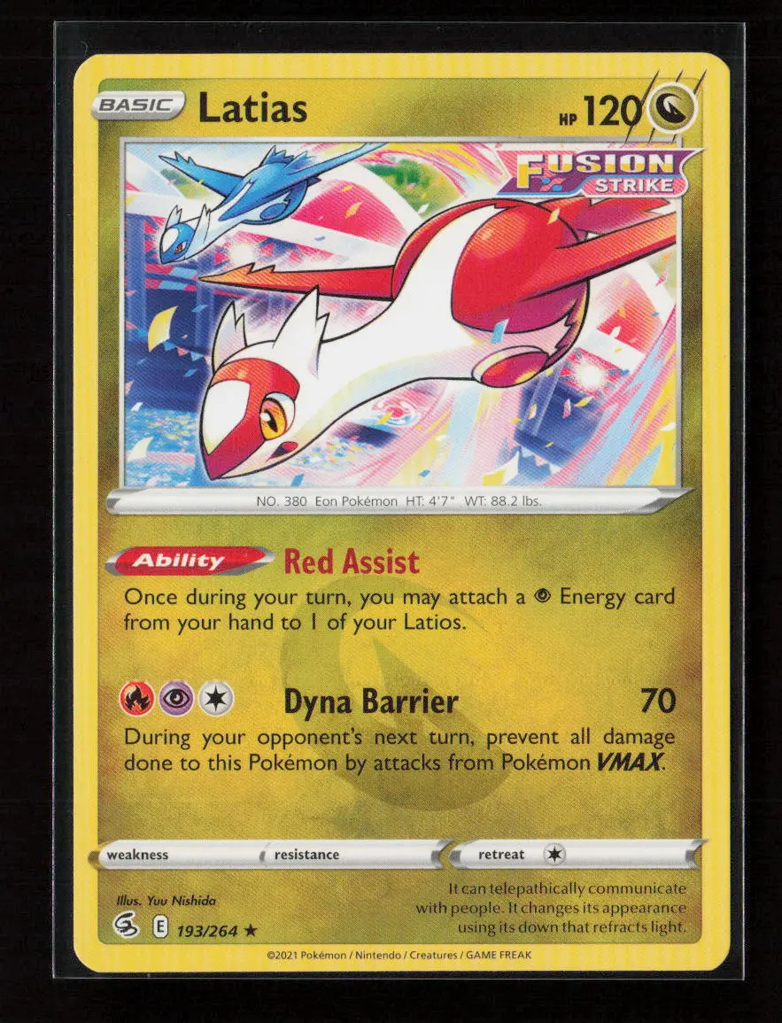 Latias Rare Swsh08: Fusion Strike 193/264 Lp 1