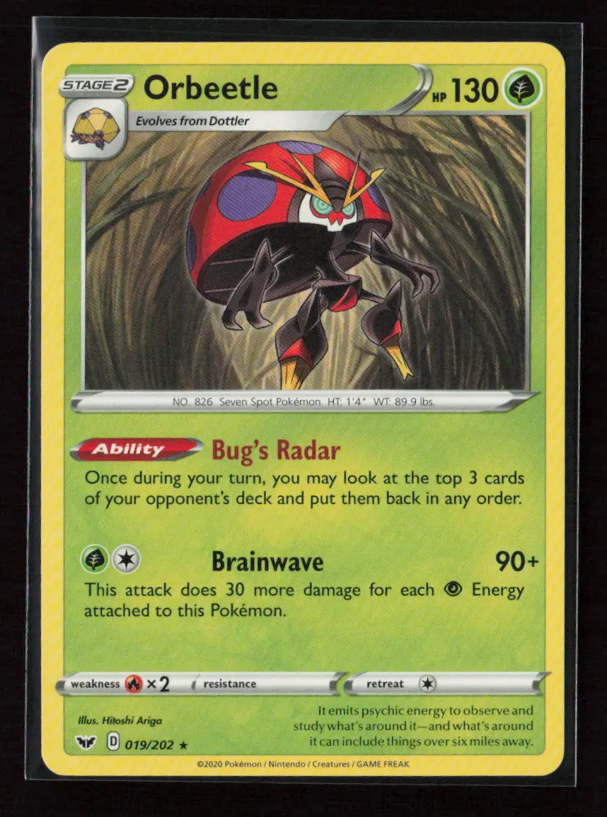 Orbeetle Rare Swsh01: Sword & Shield Base Set 019/202 Lp 1