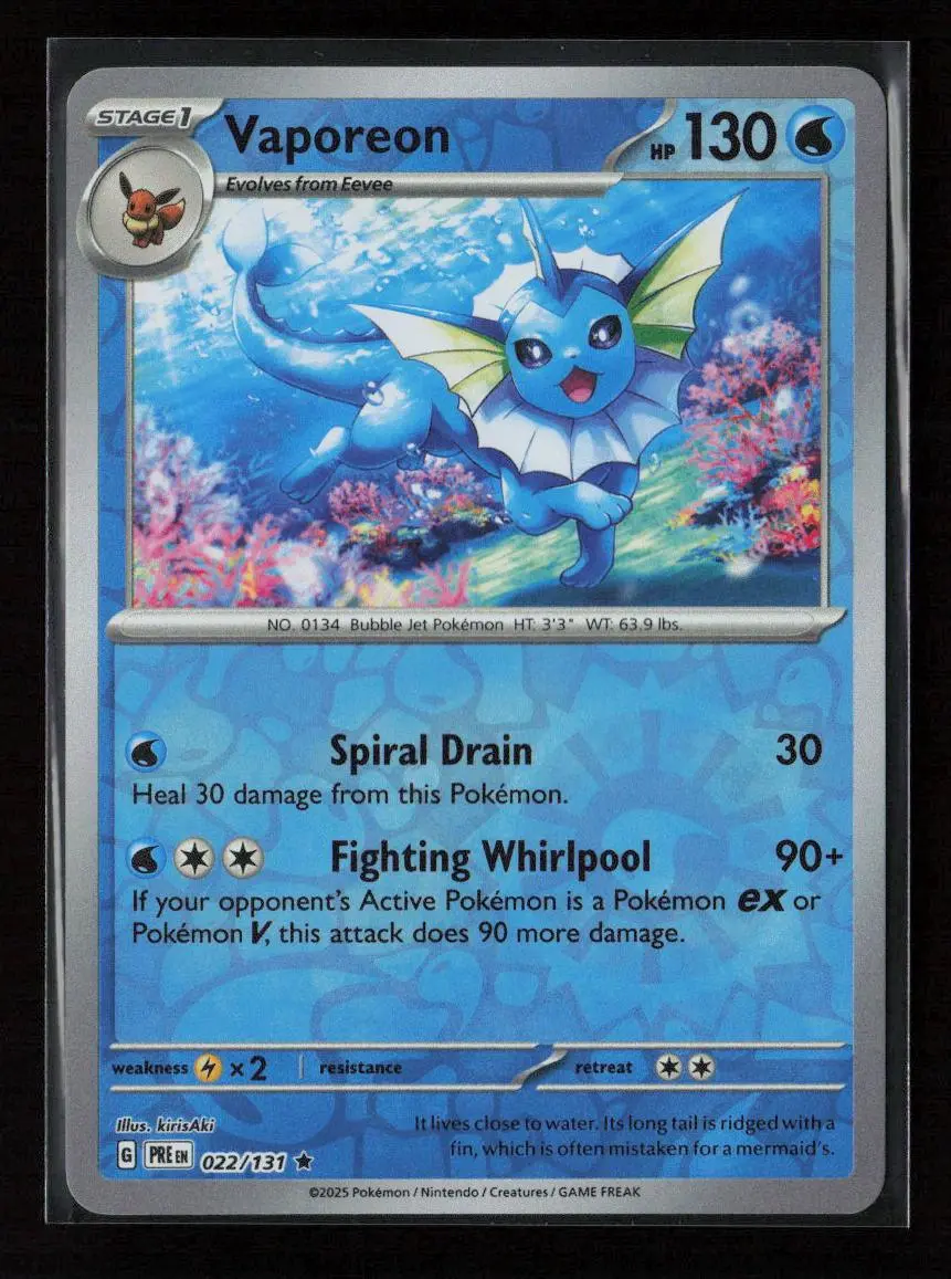 Vaporeon Rare Sv: Prismatic Evolutions 022/131 Nm 1