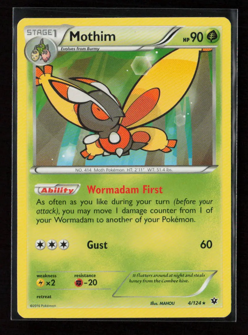 Mothim Rare Xy - Fates Collide 4/124 Lp 1