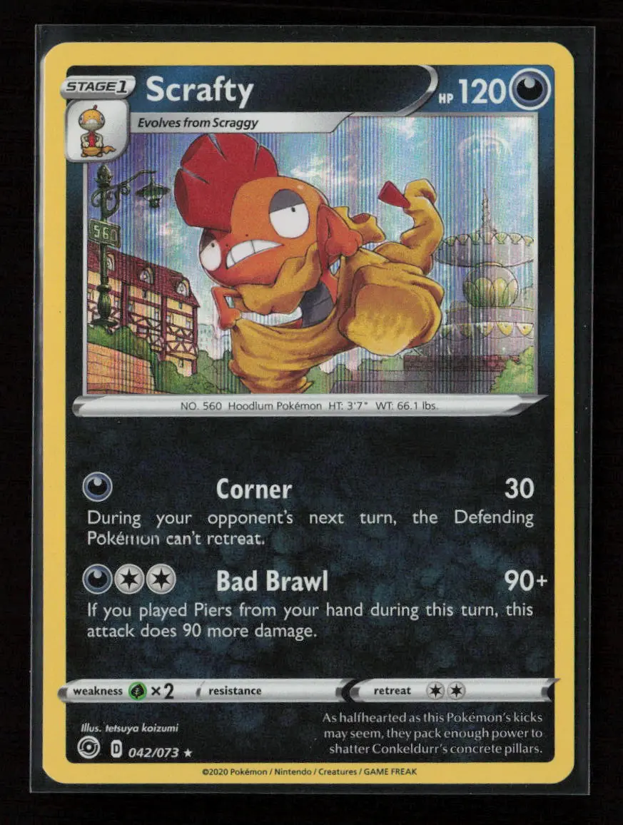 Scrafty Holo Rare Champion's Path 42/73 Nm 1
