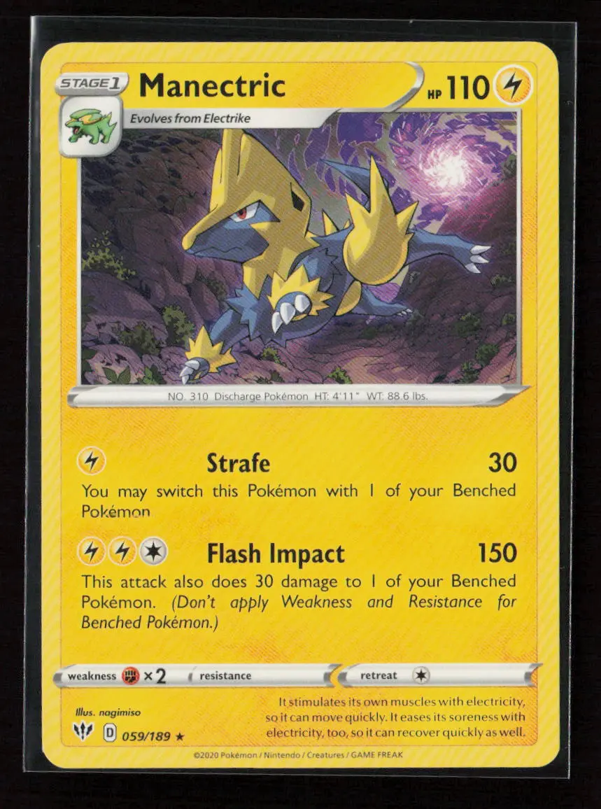 Manectric Rare Swsh03: Darkness Ablaze 059/189 Lp 1