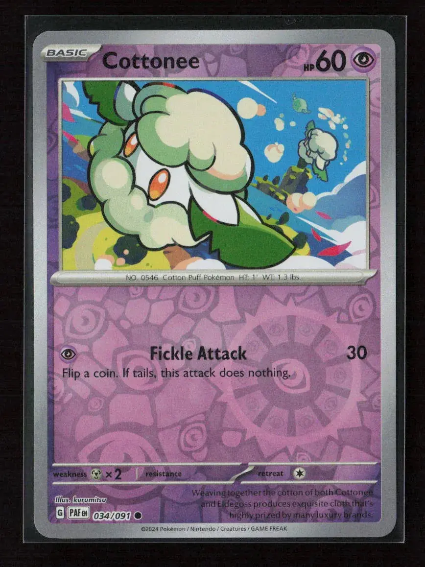 Cottonee Common Sv: Paldean Fates 034/091 Nm 1
