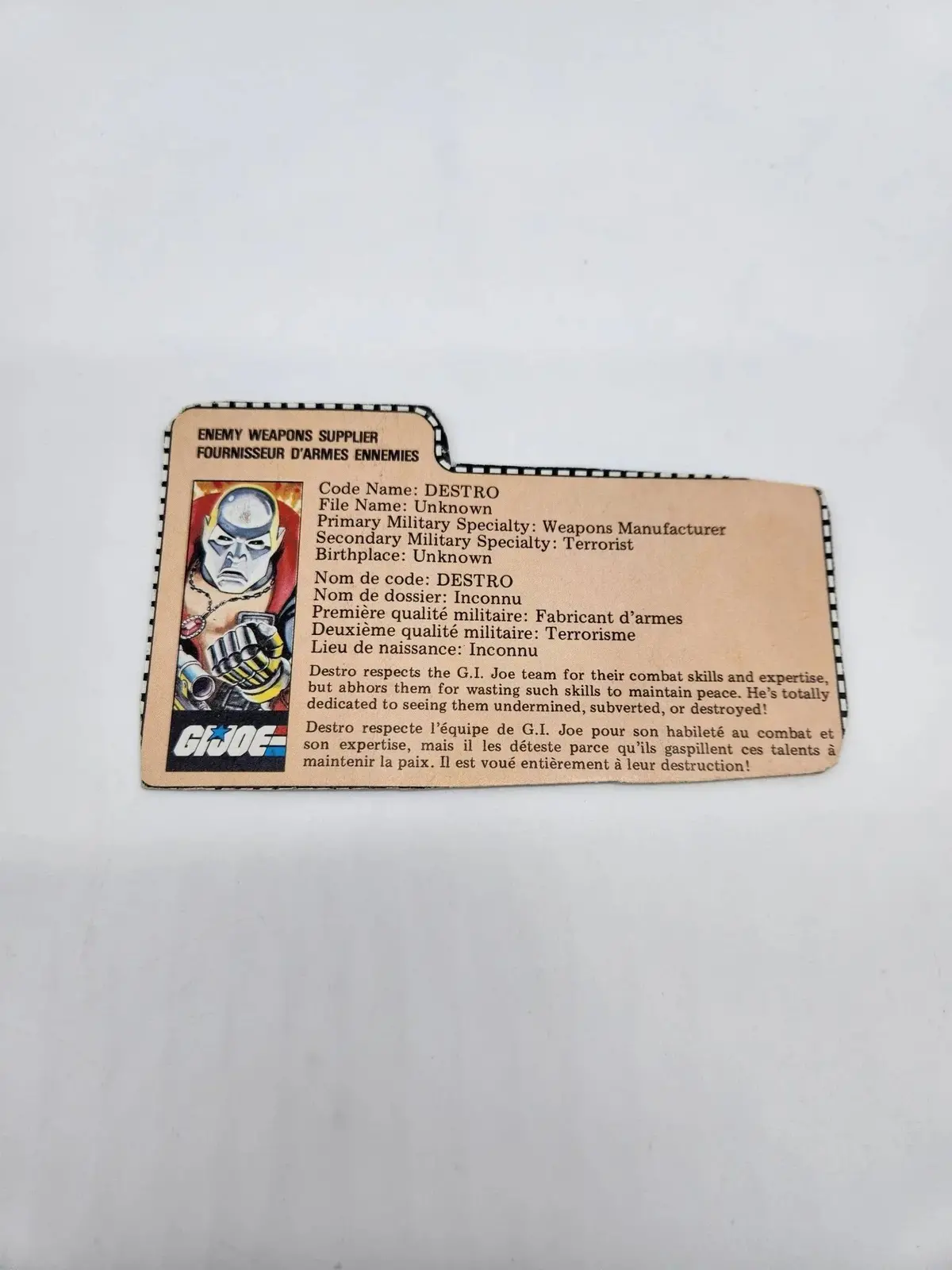 Destro File Card 1