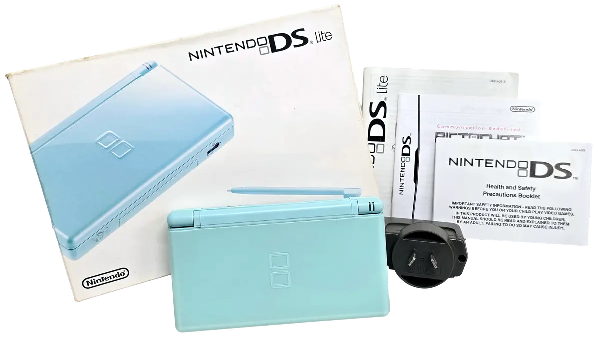 Blue Nintendo Ds Lite Console + Original Charger In Box (Refurbished) 1