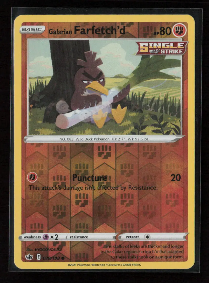 Galarian Farfetch'd Common Swsh06: Chilling Reign 078/198 Nm 1