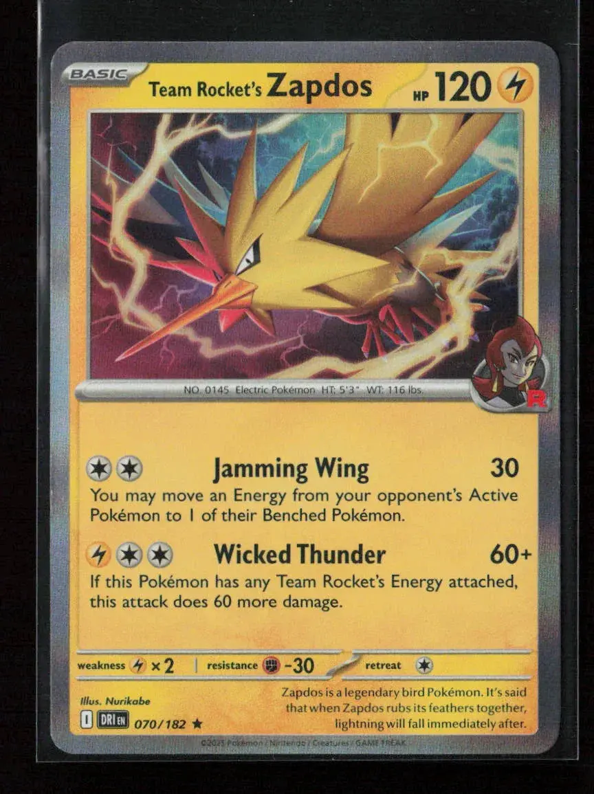Team Rocket's Zapdos Rare Sv10: Destined Rivals 070/182 Nm 1