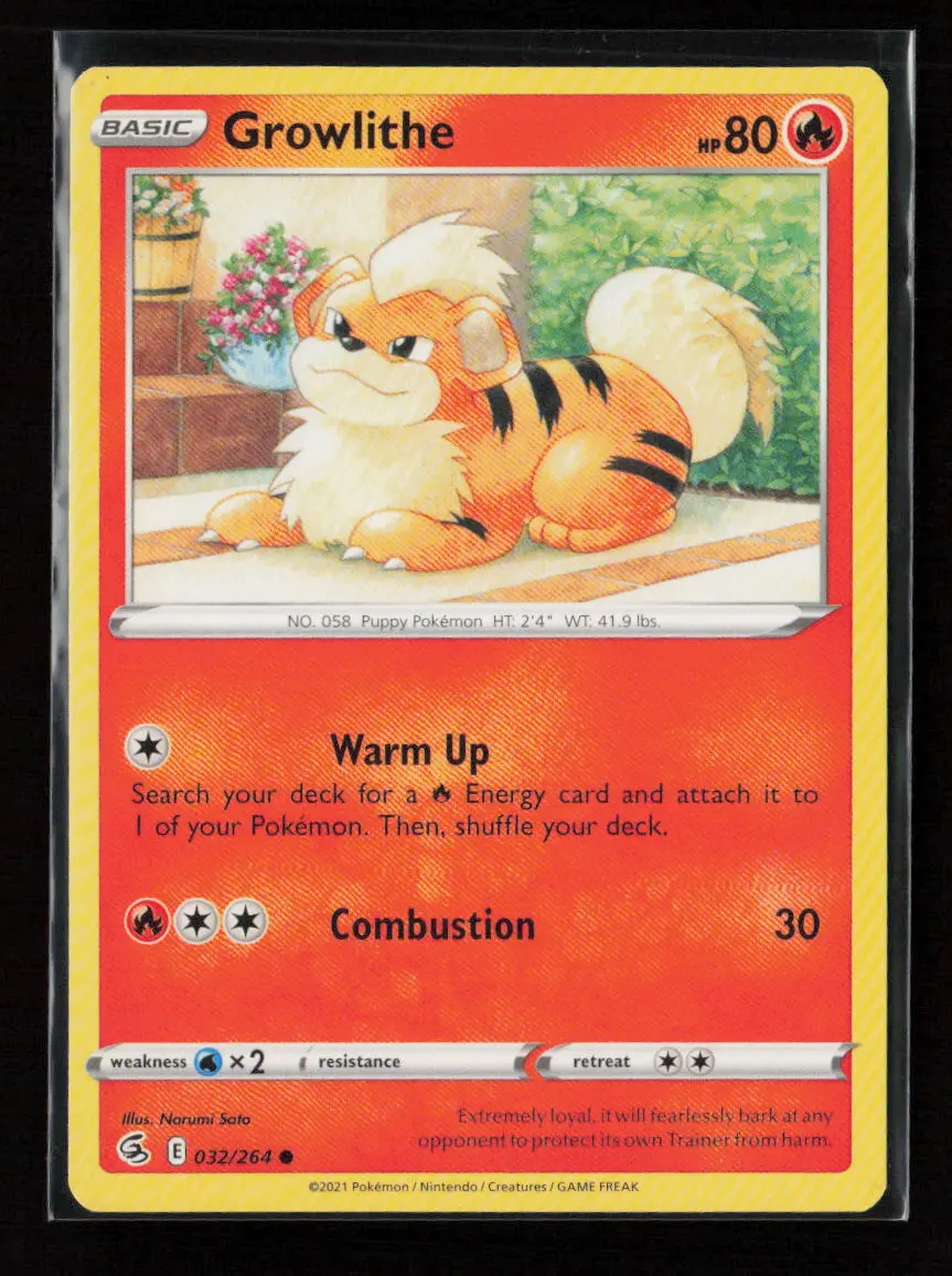Growlithe Common Swsh08: Fusion Strike 032/264 Lp 1