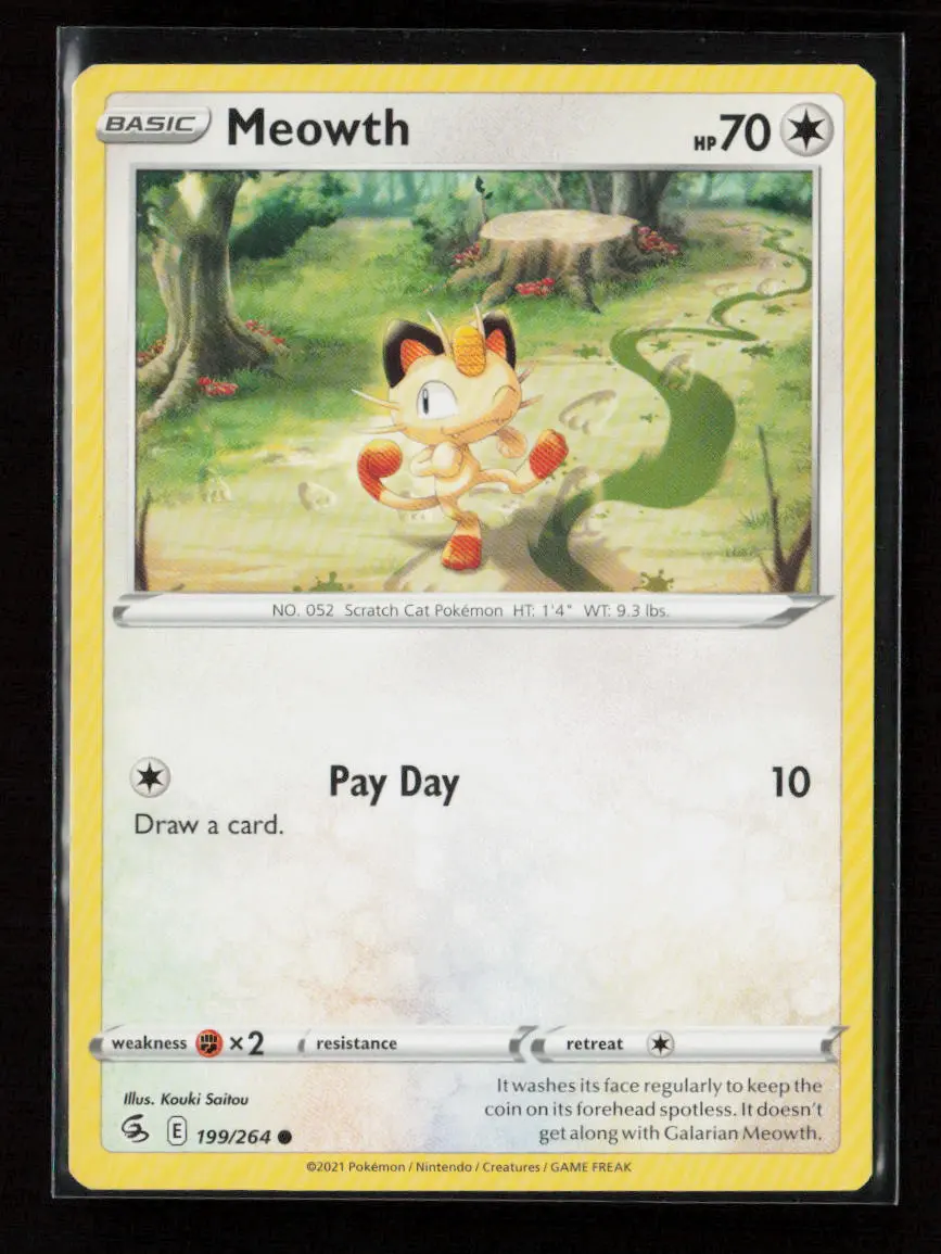 Meowth Common Swsh08: Fusion Strike 199/264 Nm 1