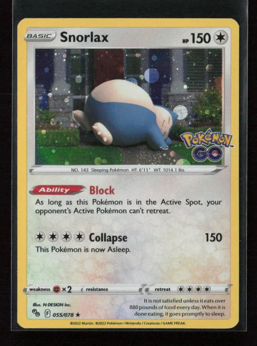 Snorlax Holo Rare Pokemon Go 055/078 Nm 1
