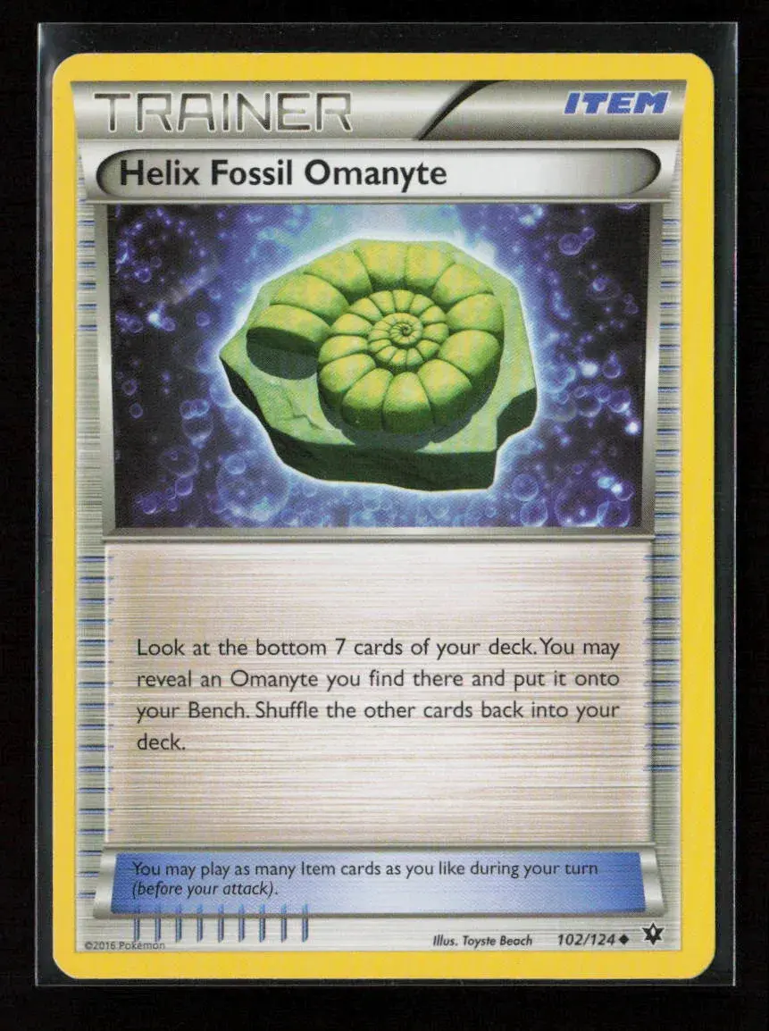 Helix Fossil Omanyte Uncommon Xy - Fates Collide 102/124 Lp 1