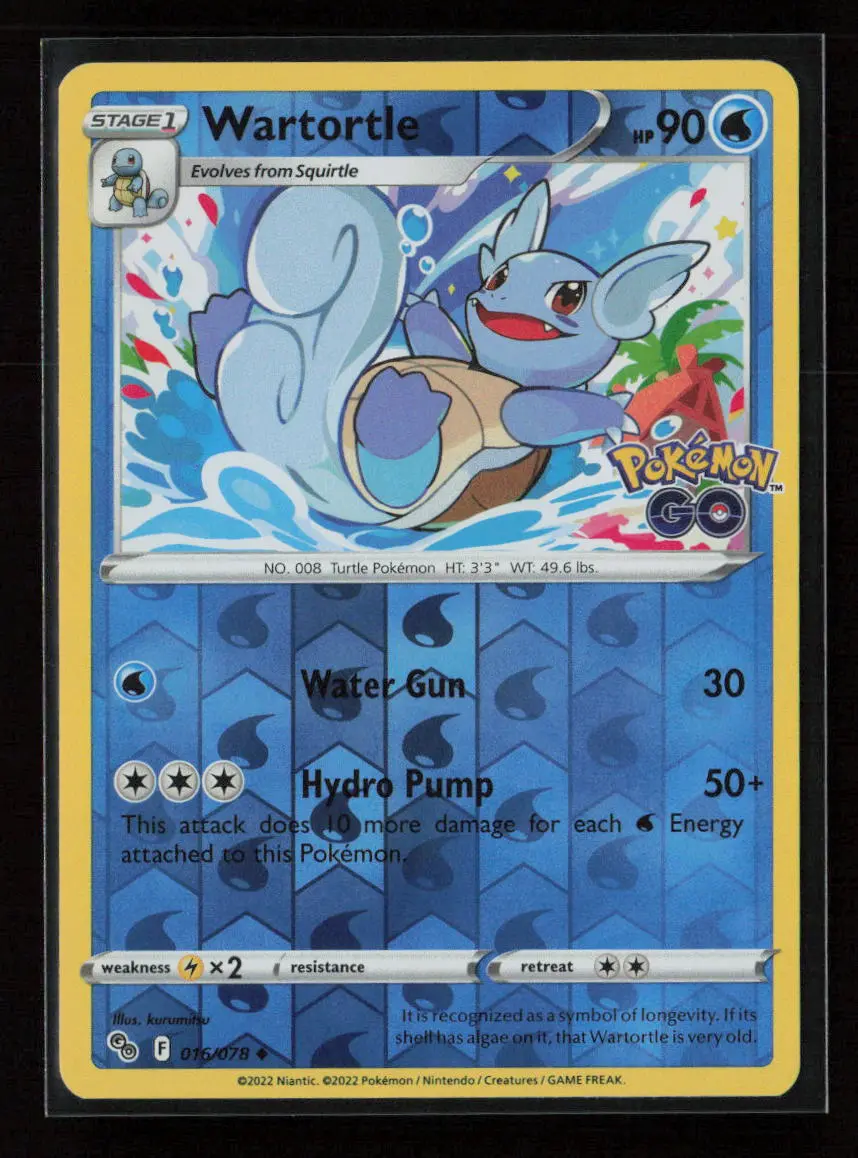 Wartortle Uncommon Pokemon Go 016/078 Nm 1