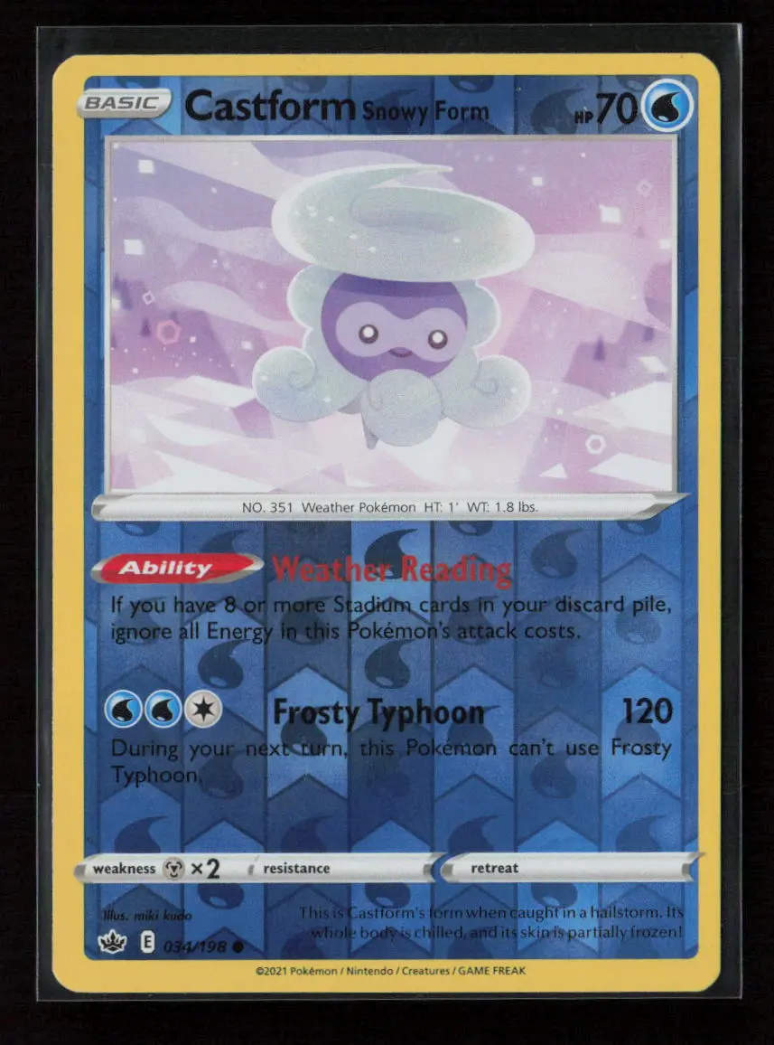Castform Snowy Form Common Swsh06: Chilling Reign 034/198 Nm 1