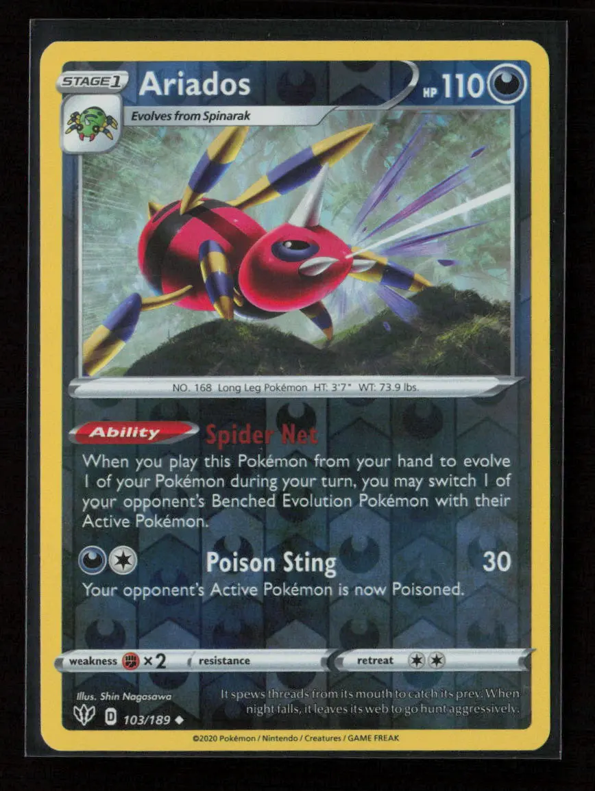 Ariados Uncommon Swsh03: Darkness Ablaze 103/189 Nm 1