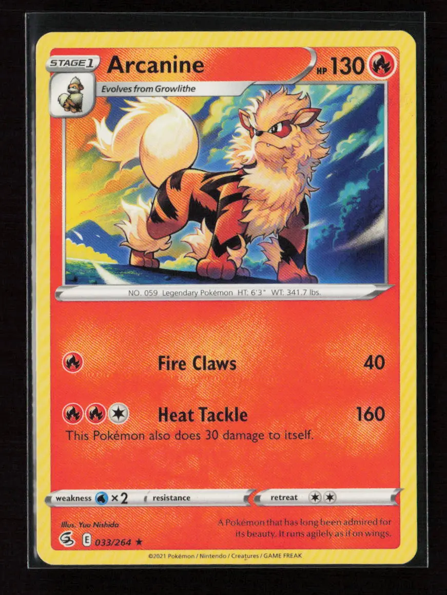 Arcanine Rare Swsh08: Fusion Strike 033/264 Lp 1