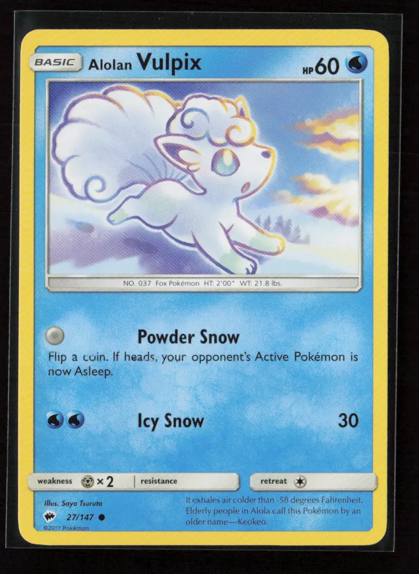 Alolan Vulpix Common Sm - Burning Shadows 27/147 Lp 1