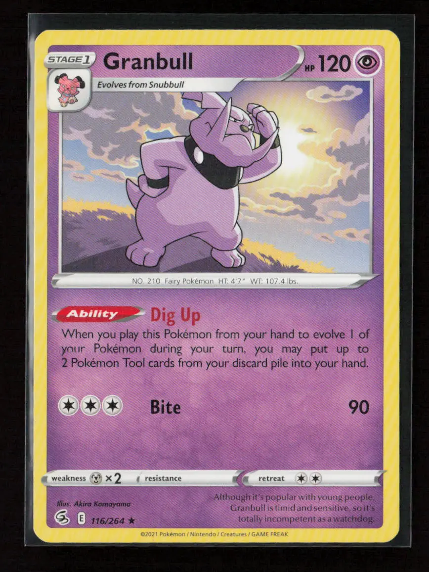 Granbull Rare Swsh08: Fusion Strike 116/264 Lp 1