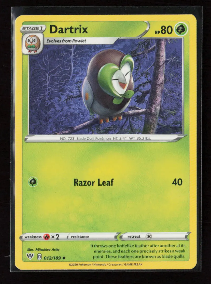 Dartrix Uncommon Swsh03: Darkness Ablaze 012/189 Lp 1