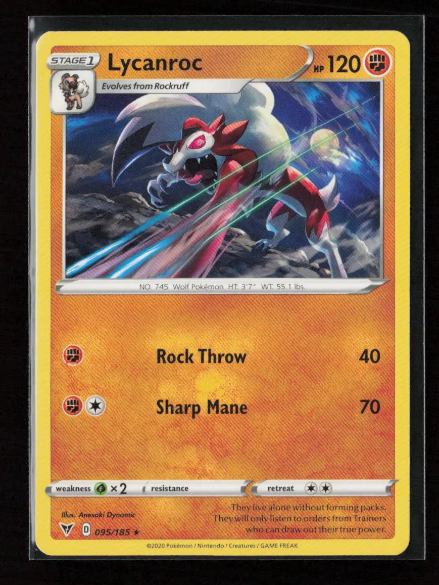 Lycanroc Rare Swsh04: Vivid Voltage 095/185 Lp 1