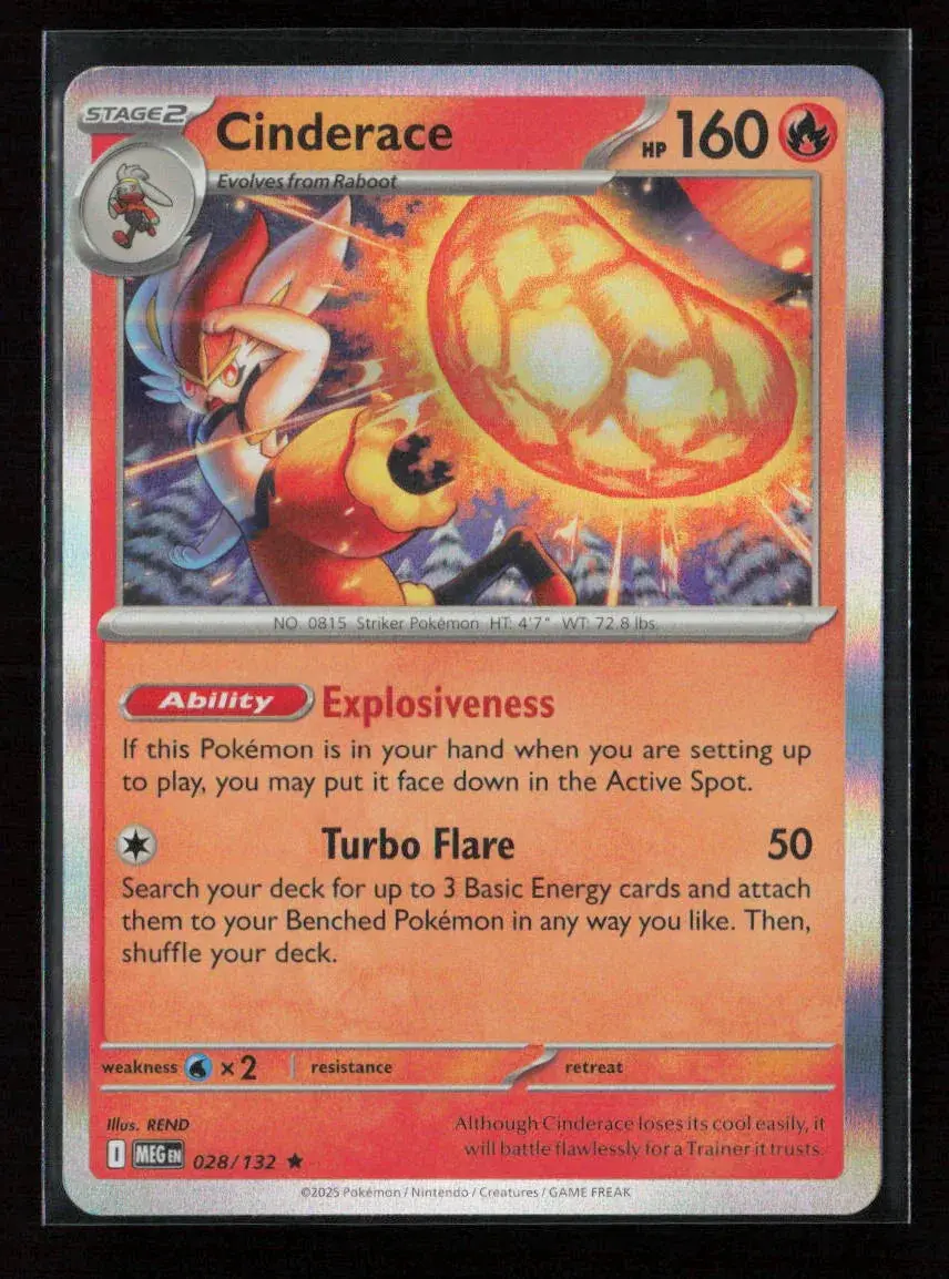Cinderace Rare Me01: Mega Evolution 028/132 Nm 1