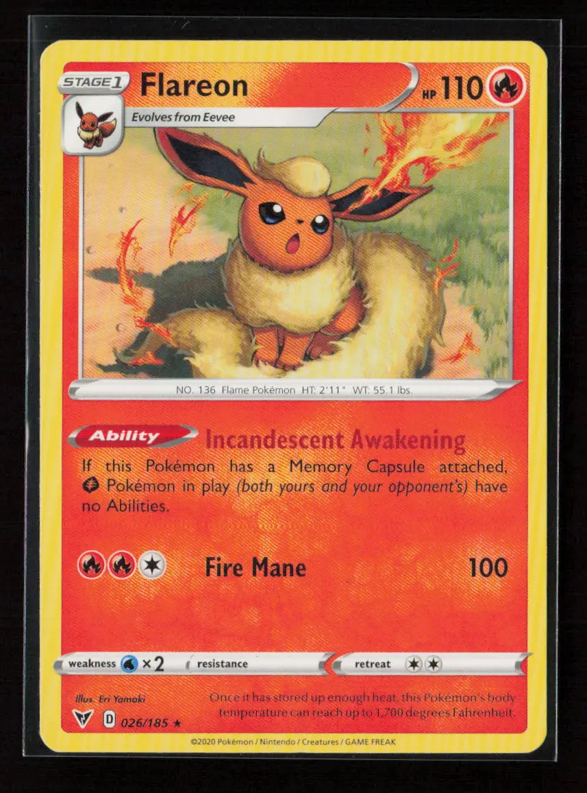 Flareon Rare Swsh04: Vivid Voltage 026/185 Lp 1